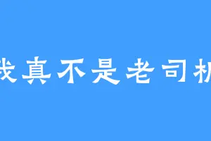 我真不是老司机
