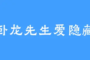 卧龙先生爱隐藏