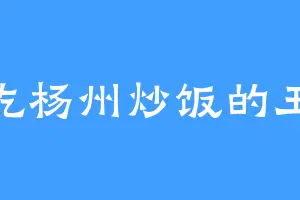 爱吃杨州炒饭的王康